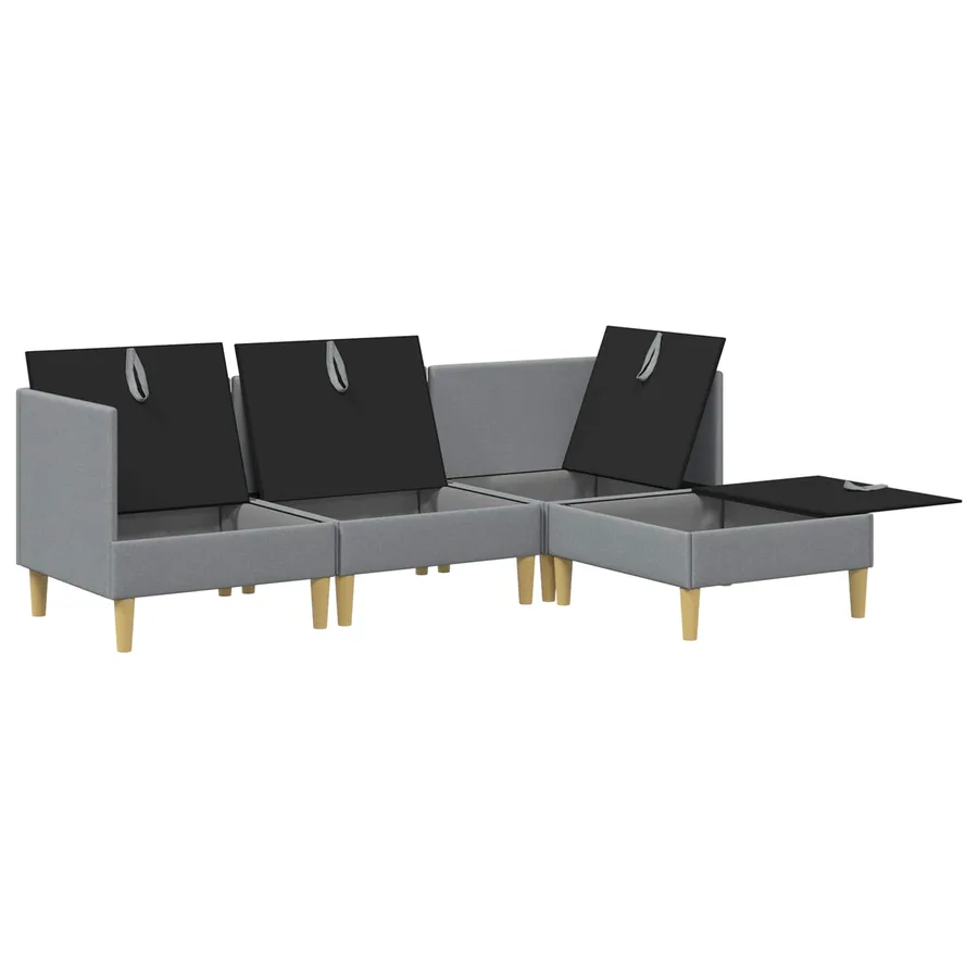 Ensemble de meubles pour le salon 4 pcs Gris clair Tissu - 7