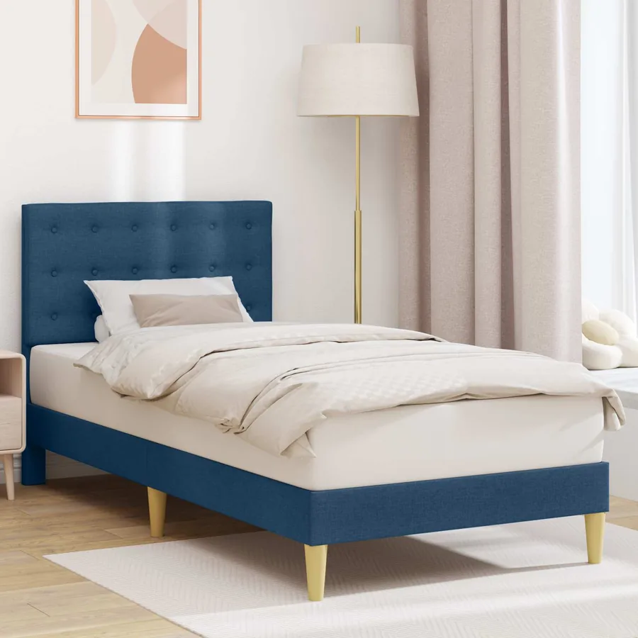Cadre de lit avec tête de lit Bleu 80 x 200 cm Tissu