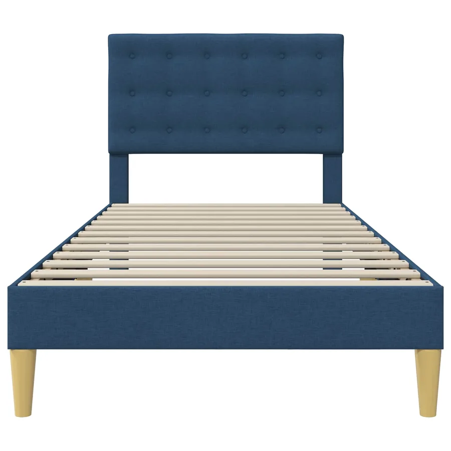 Cadre de lit avec tête de lit Bleu 80 x 200 cm Tissu - 4