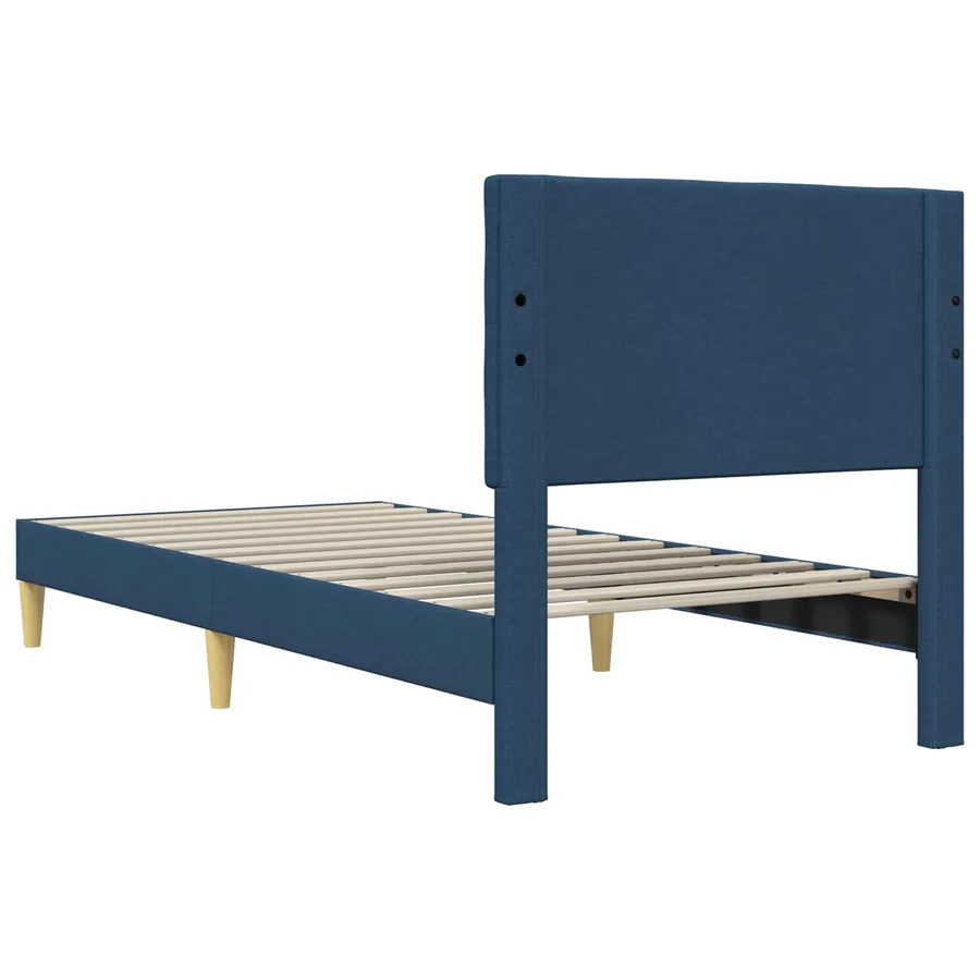 Cadre de lit avec tête de lit Bleu 80 x 200 cm Tissu - 6