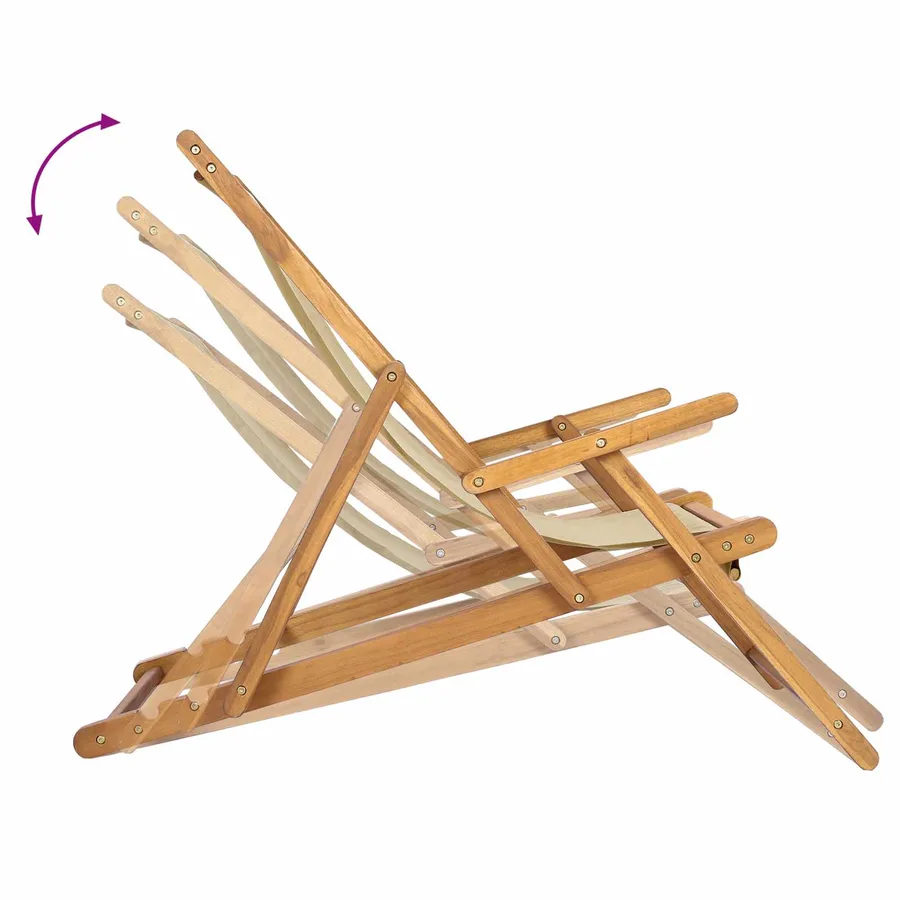 Chaise de plage Beige Bois de teck massif - 8