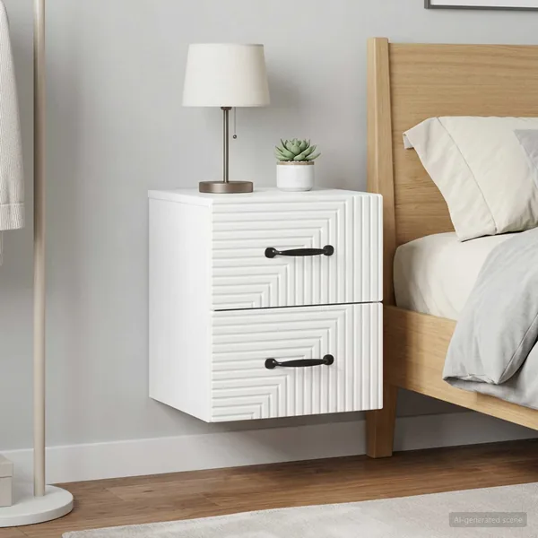 Cabinet de chevet mural 2 pcs Blanc brillant 34,5 x 33 x 40 cm