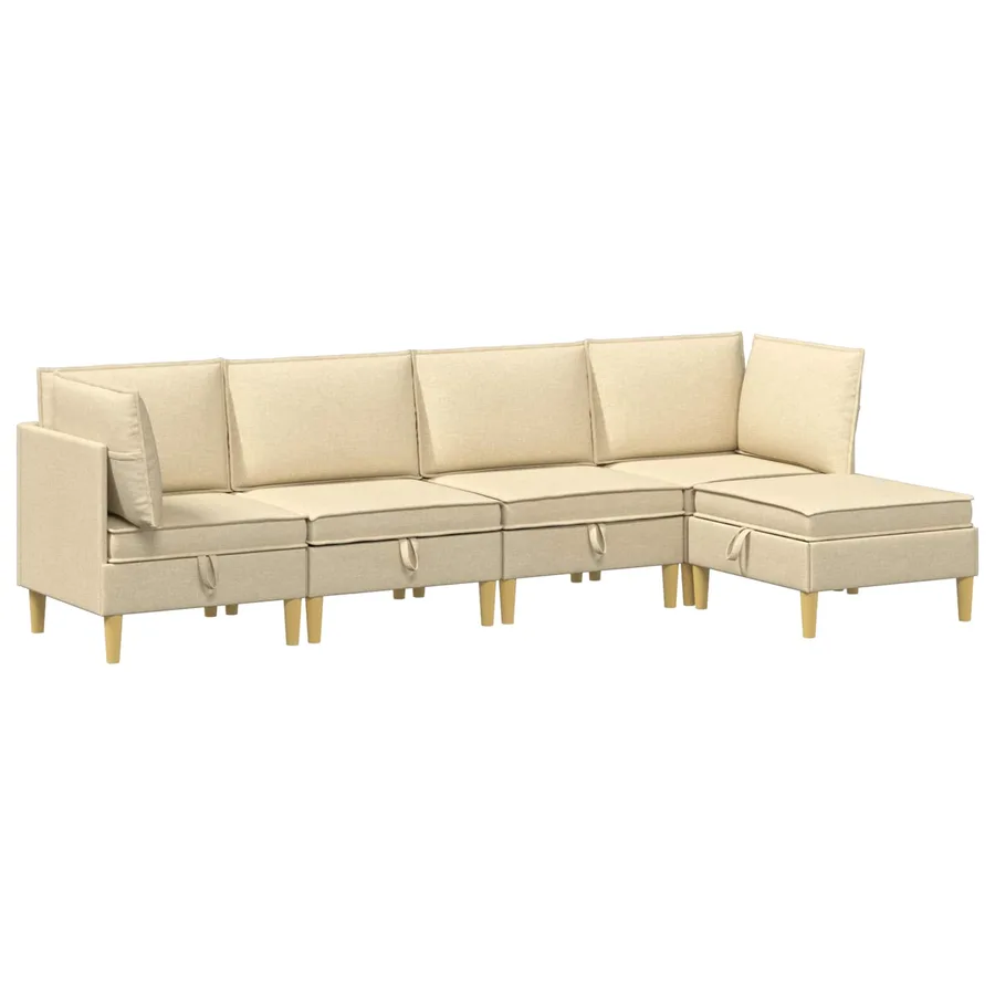 Canapé modulaire avec rangement 5 pcs Crème Tissu - 2