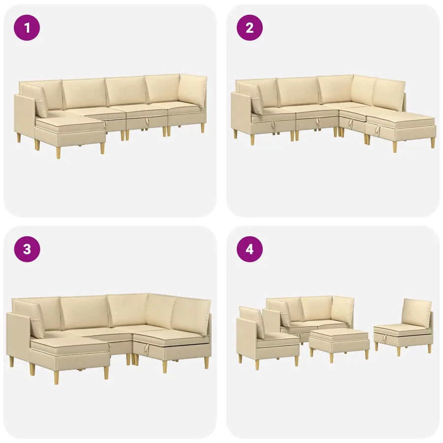 Canapé modulaire avec rangement 5 pcs Crème Tissu - 9