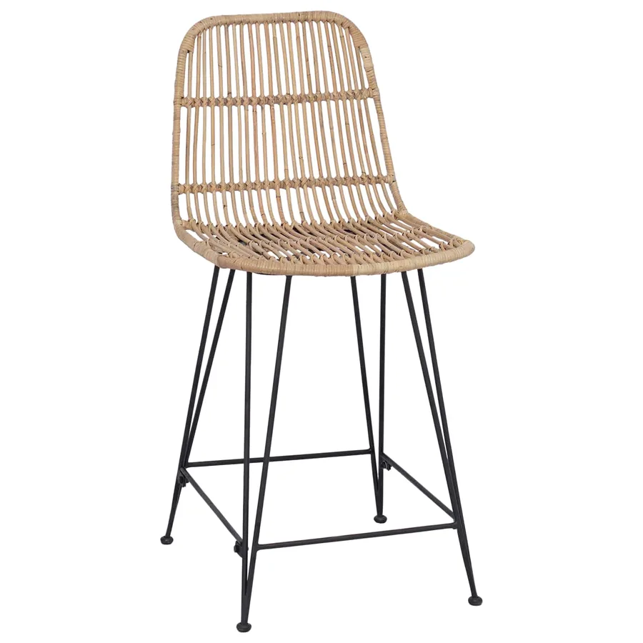 Tabouret de bar 2 pcs Naturel 44 x 54 x 96 cm Rattan et Acier - 4
