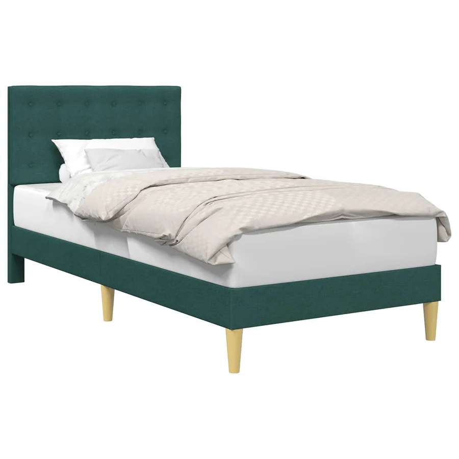 Cadre de lit avec tête de lit Vert foncé 100 x 200 cm Tissu - 2
