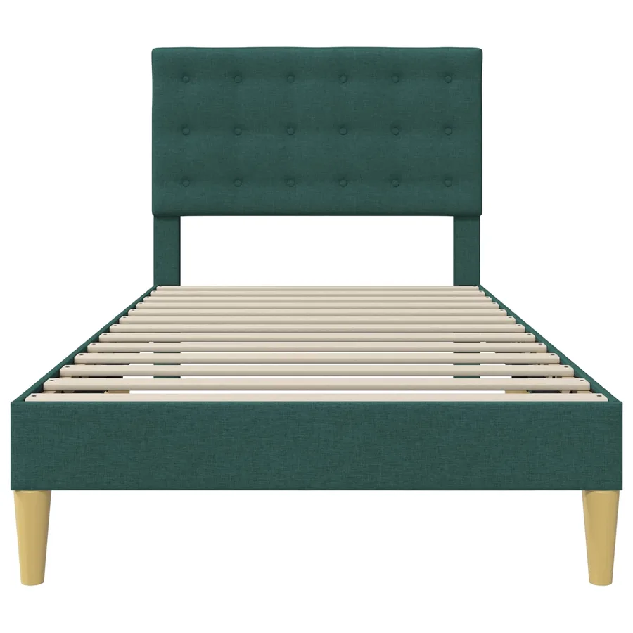 Cadre de lit avec tête de lit Vert foncé 100 x 200 cm Tissu - 4