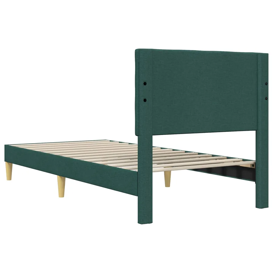 Cadre de lit avec tête de lit Vert foncé 100 x 200 cm Tissu - 6