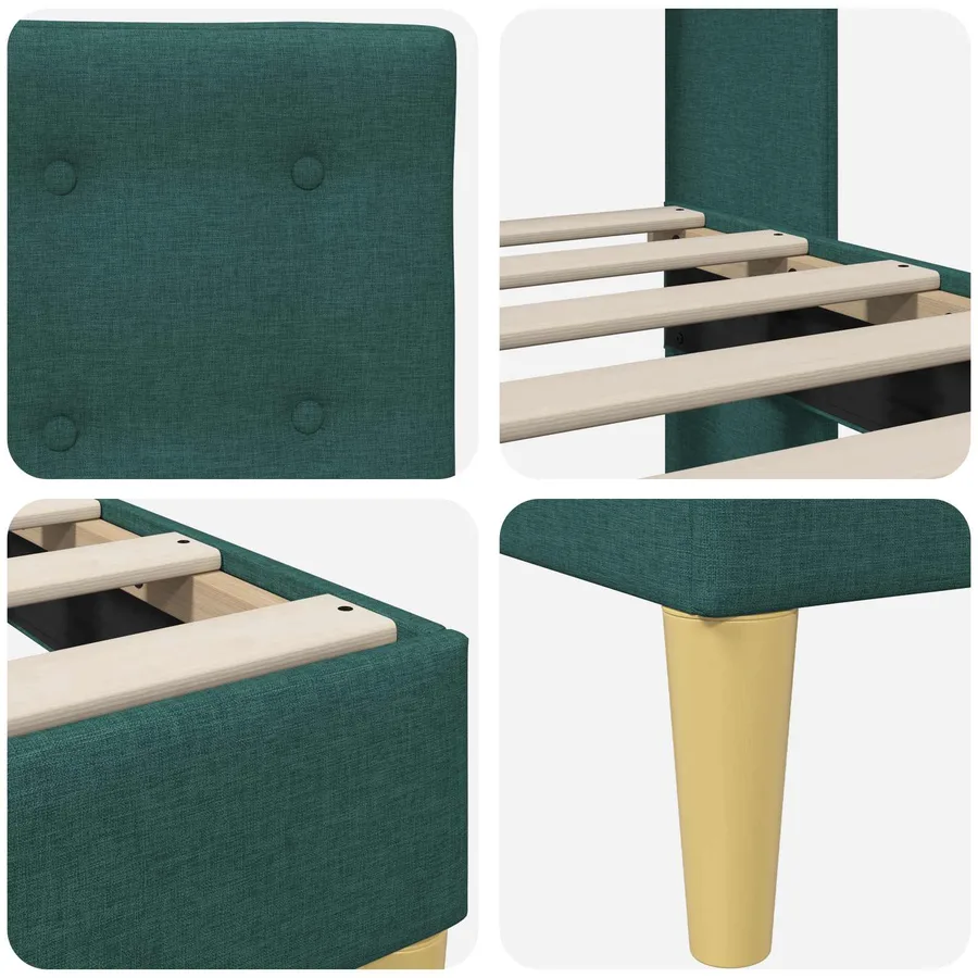 Cadre de lit avec tête de lit Vert foncé 100 x 200 cm Tissu - 7