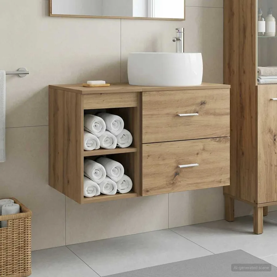Ensemble de mobilier de salle de bain 2 pc Chêne artisanal