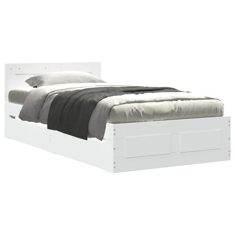 Cadre de lit avec tiroir 2 pc Blanc Bois d'ingénierie - 2