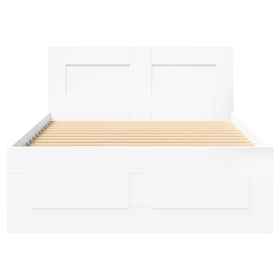 Cadre de lit avec tiroir 2 pc Blanc Bois d'ingénierie - 5