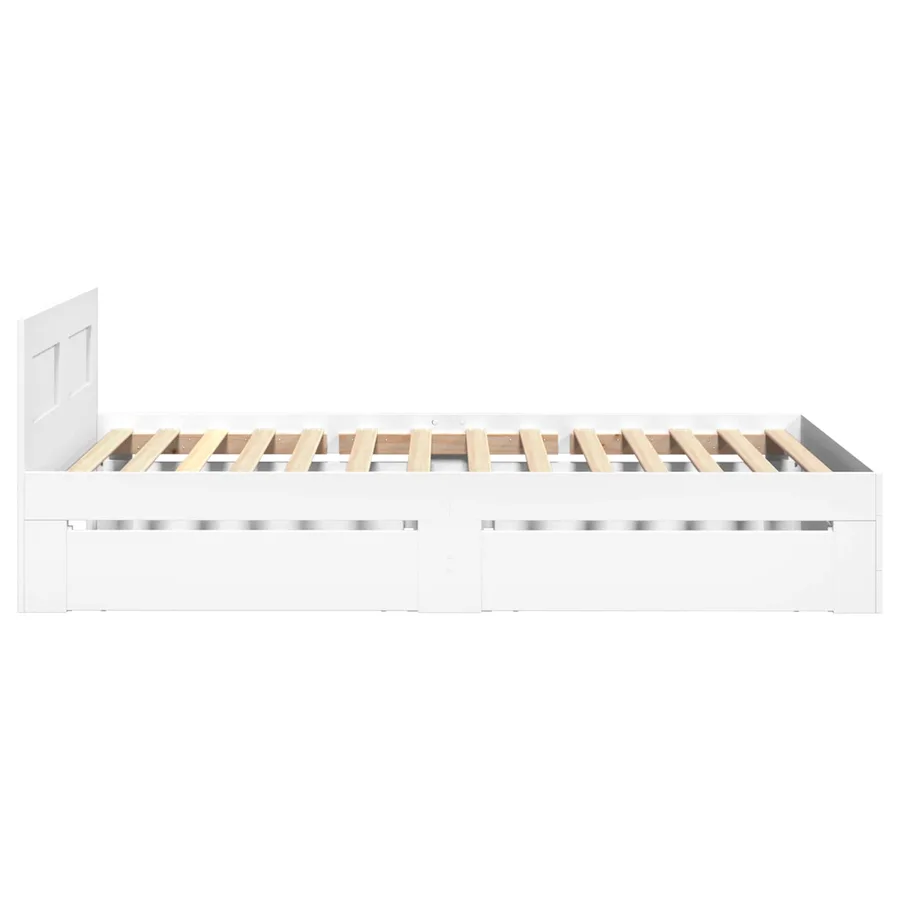 Cadre de lit avec tiroir 2 pc Blanc Bois d'ingénierie - 6