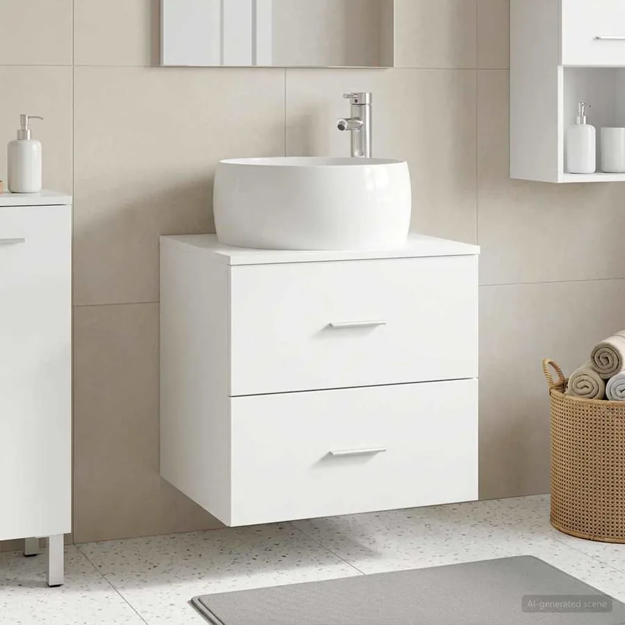 Vanité de lavabo mural Blanc 49,5 x 44,5 x 66 cm
