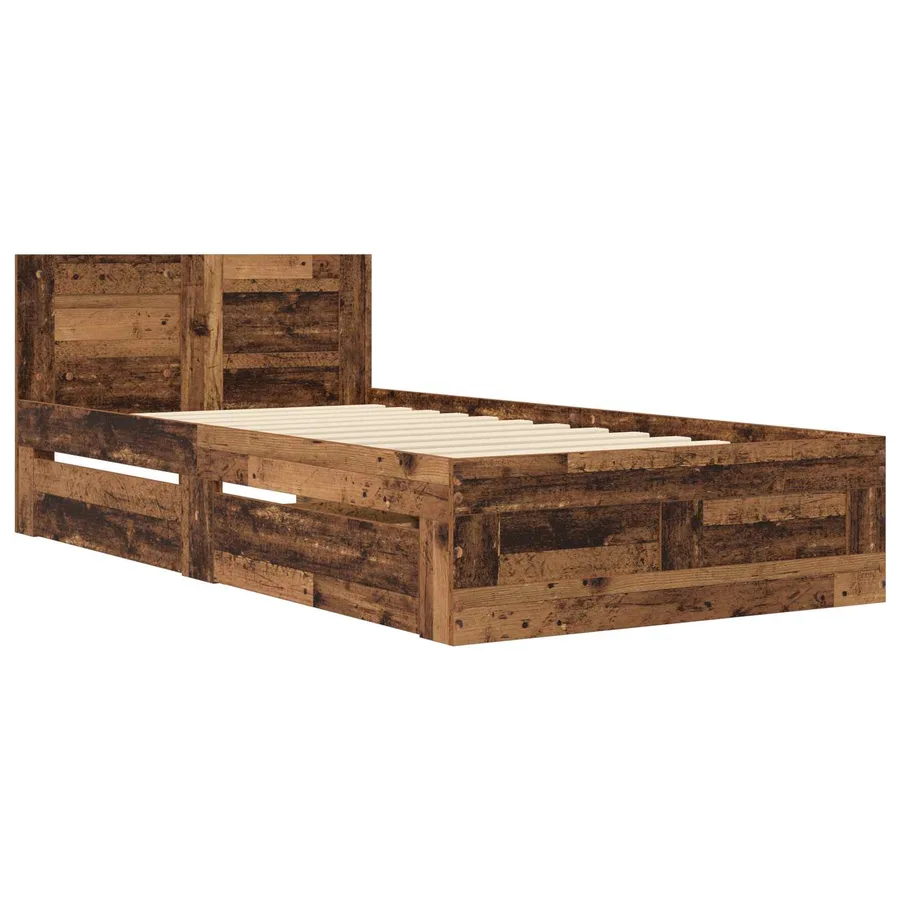 Cadre de lit avec tiroir 2 pc Bois ancien Bois d'ingénierie - 3