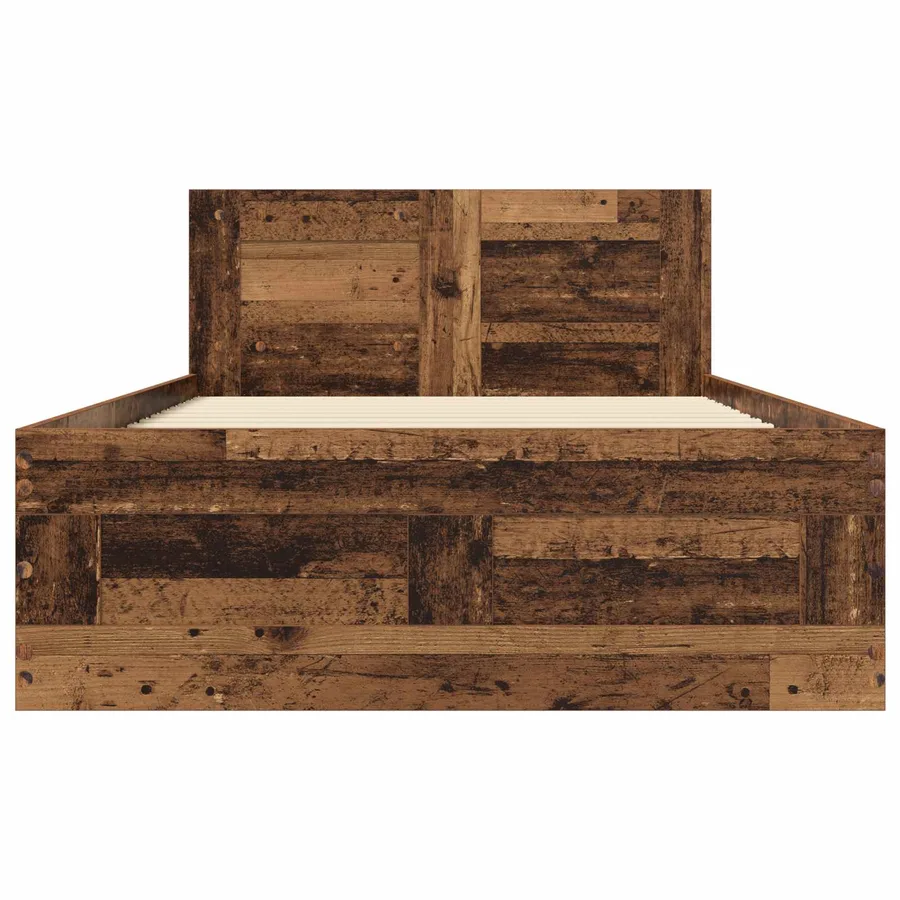 Cadre de lit avec tiroir 2 pc Bois ancien Bois d'ingénierie - 4