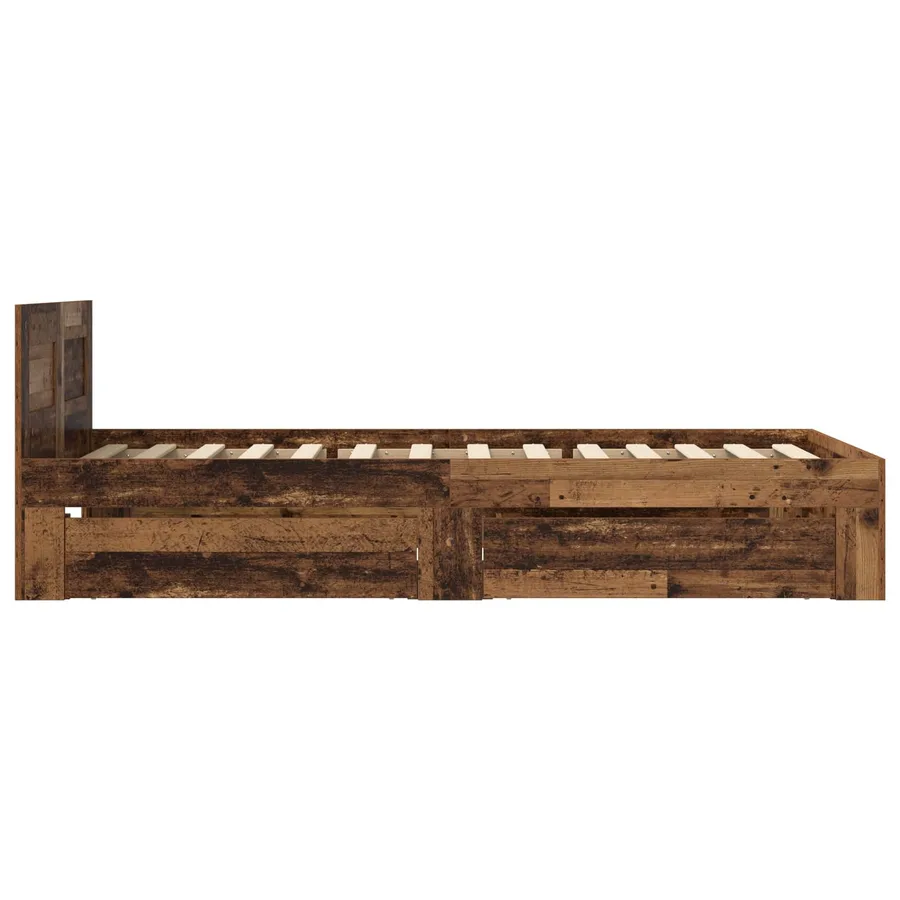 Cadre de lit avec tiroir 2 pc Bois ancien Bois d'ingénierie - 5
