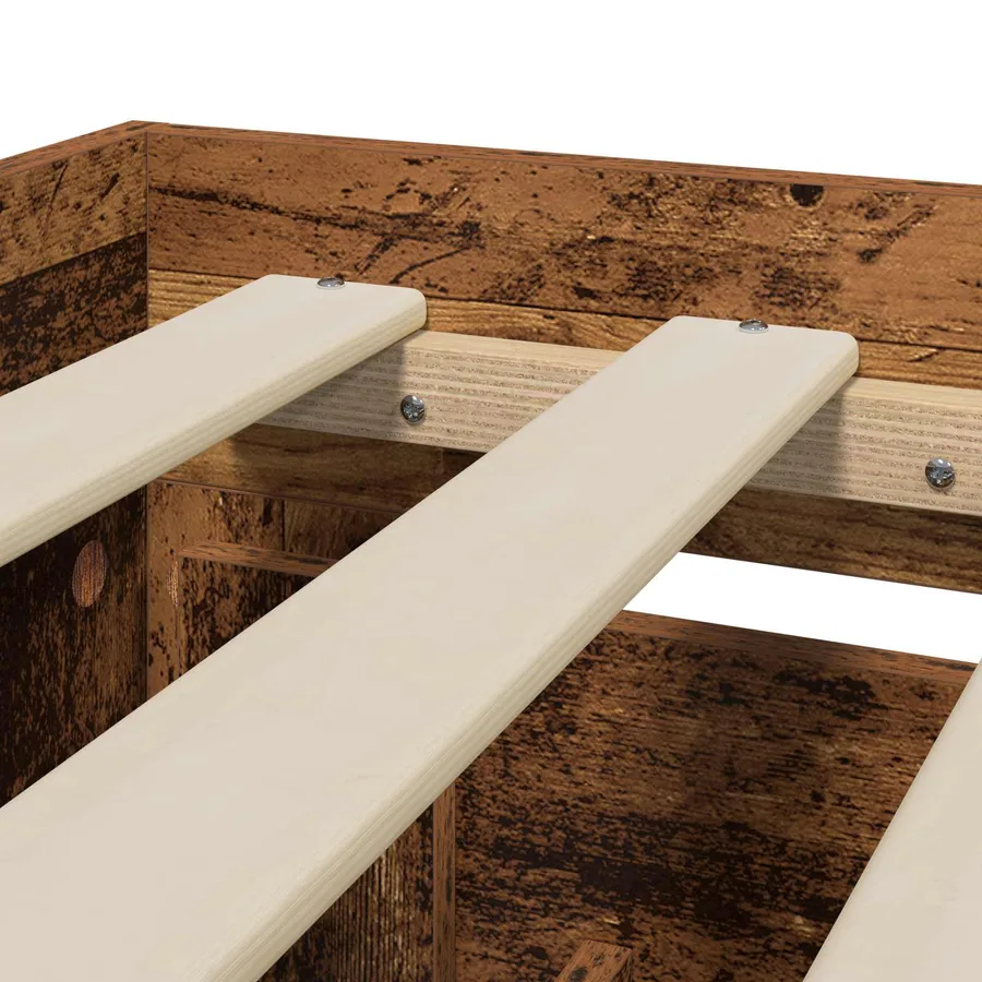 Cadre de lit avec tiroir 2 pc Bois ancien Bois d'ingénierie - 7