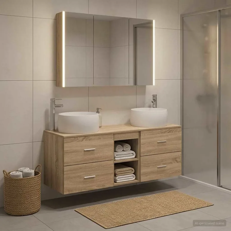 Ensemble de mobilier de salle de bain 4 pcs Chêne Sonoma