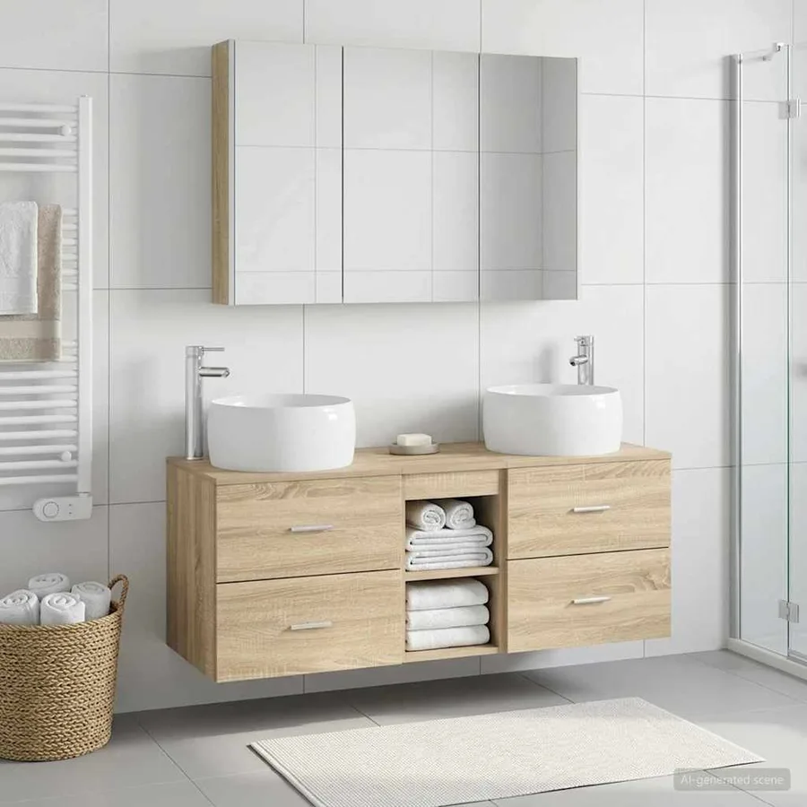 Ensemble de mobilier de salle de bain 4 pcs Chêne Sonoma - 4