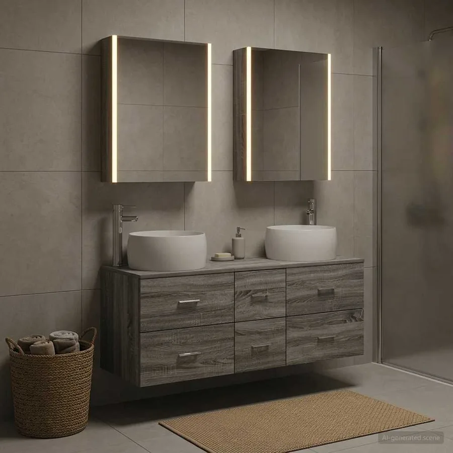 Ensemble de mobilier de salle de bain 5 pcs Sonoma gris - 4