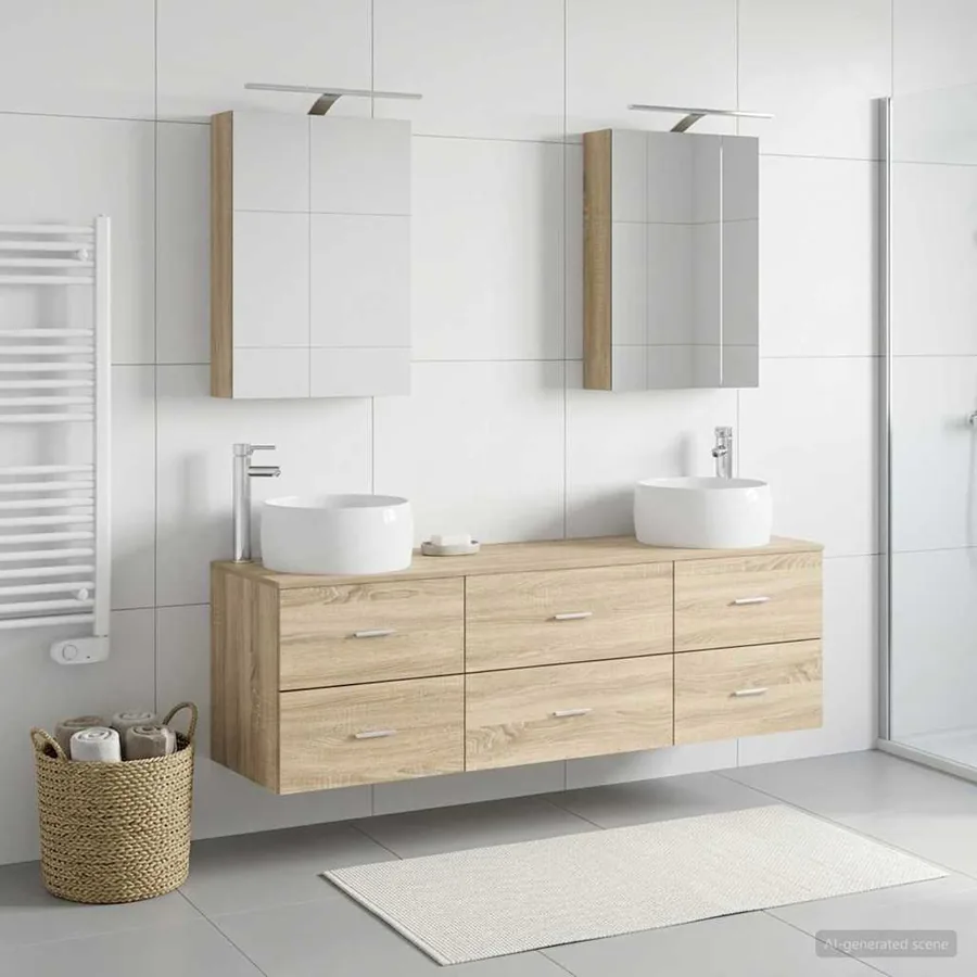 Ensemble de mobilier de salle de bain 5 pcs Chêne Sonoma