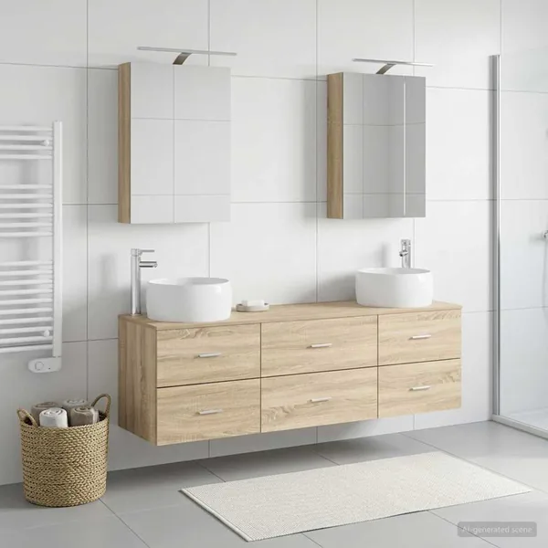 Ensemble de mobilier de salle de bain 5 pcs Chêne Sonoma