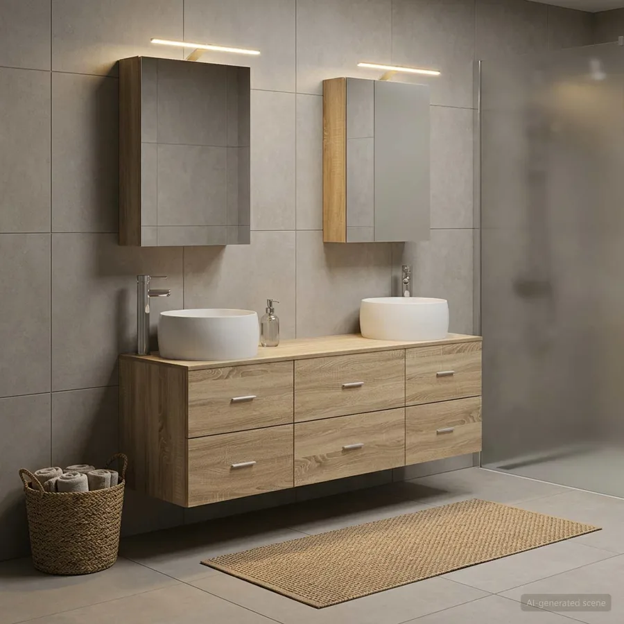 Ensemble de mobilier de salle de bain 5 pcs Chêne Sonoma - 4