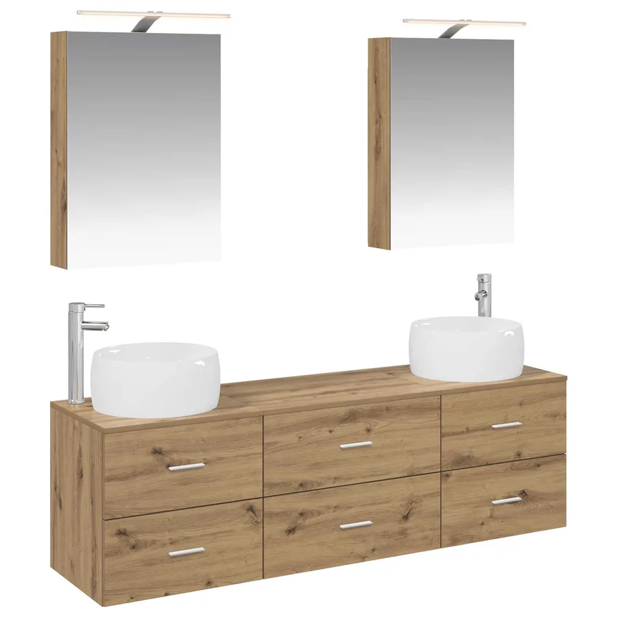 Ensemble de mobilier de salle de bain 5 pc Chêne artisanal - 2
