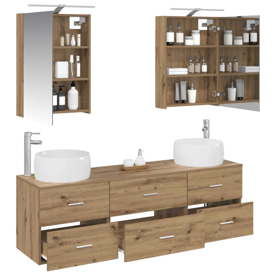 Ensemble de mobilier de salle de bain 5 pc Chêne artisanal - 3