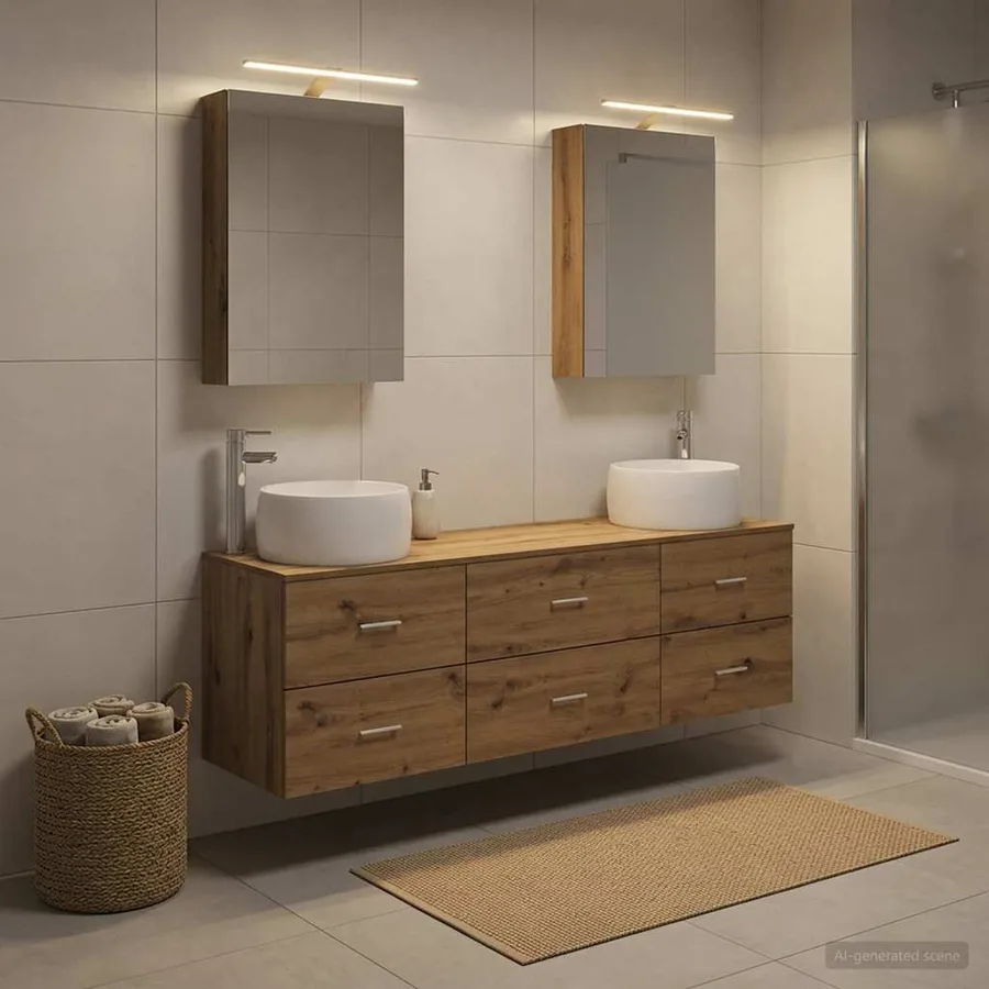 Ensemble de mobilier de salle de bain 5 pc Chêne artisanal - 4