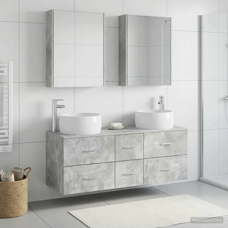 Ensemble de mobilier de salle de bain 5 pcs Gris béton