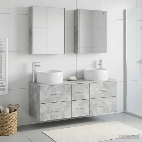Ensemble de mobilier de salle de bain 5 pcs Gris béton