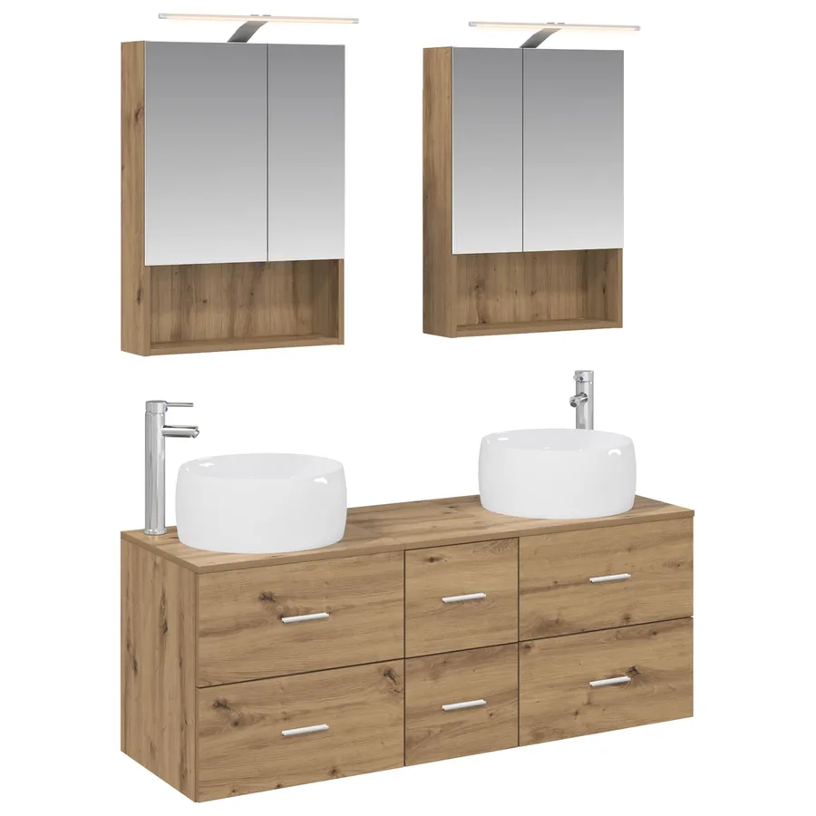 Ensemble de mobilier de salle de bain 5 pc Chêne artisanal - 2