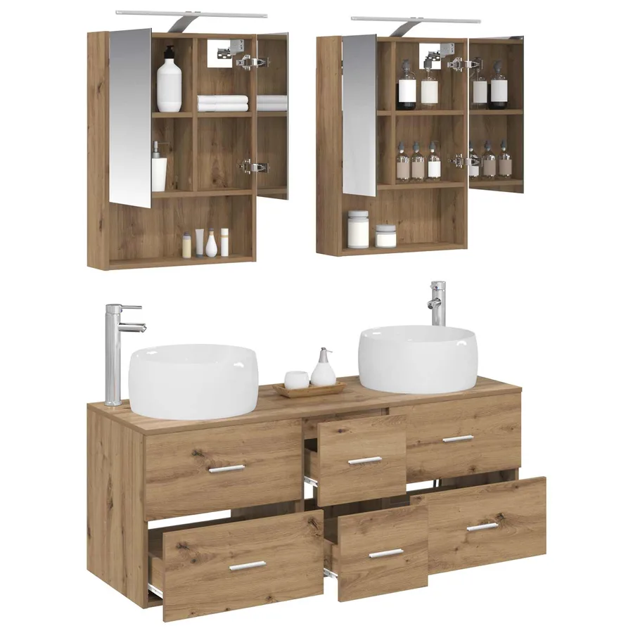 Ensemble de mobilier de salle de bain 5 pc Chêne artisanal - 3