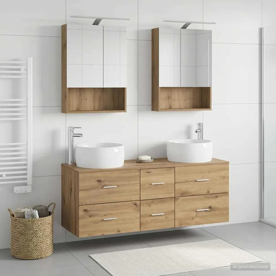 Ensemble de mobilier de salle de bain 5 pc Chêne artisanal - 4