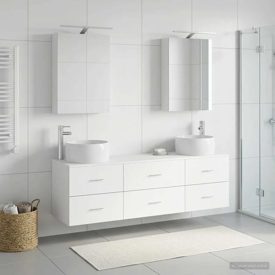 Ensemble de mobilier de salle de bain 5 pcs Blanc