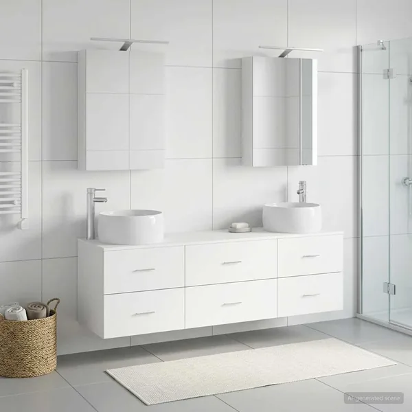 Ensemble de mobilier de salle de bain 5 pcs Blanc