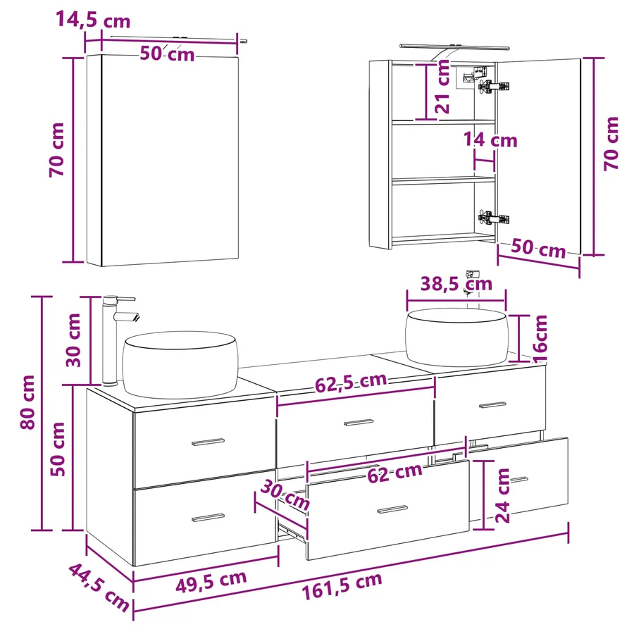 Ensemble de mobilier de salle de bain 5 pcs Blanc - 14