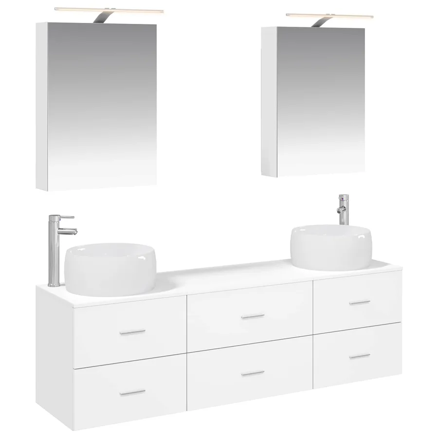 Ensemble de mobilier de salle de bain 5 pcs Blanc - 2