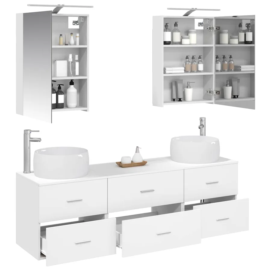 Ensemble de mobilier de salle de bain 5 pcs Blanc - 3