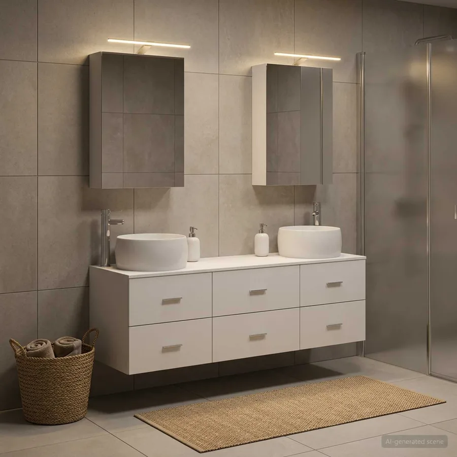 Ensemble de mobilier de salle de bain 5 pcs Blanc - 4