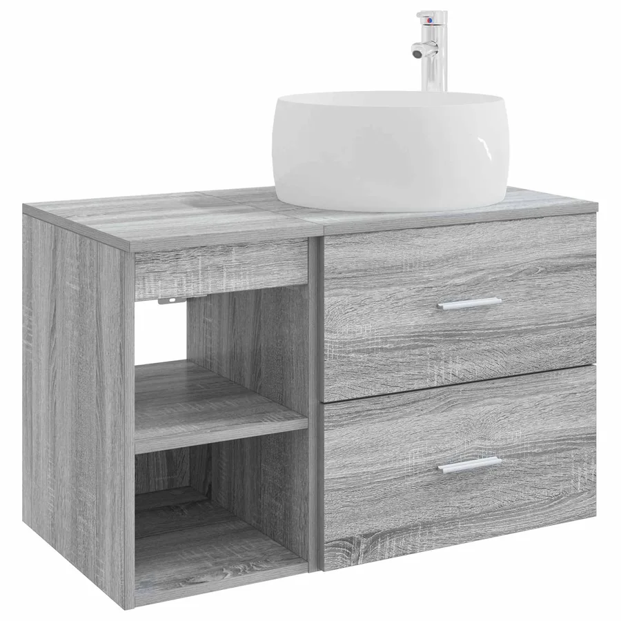 Ensemble de mobilier de salle de bain 2 pcs Sonoma gris - 2