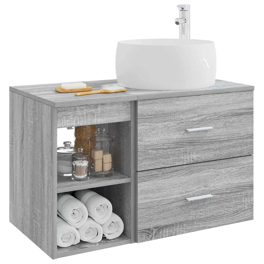 Ensemble de mobilier de salle de bain 2 pcs Sonoma gris - 3