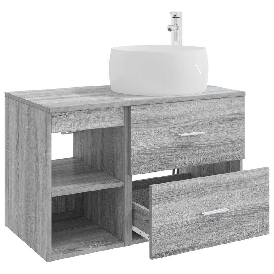 Ensemble de mobilier de salle de bain 2 pcs Sonoma gris - 4