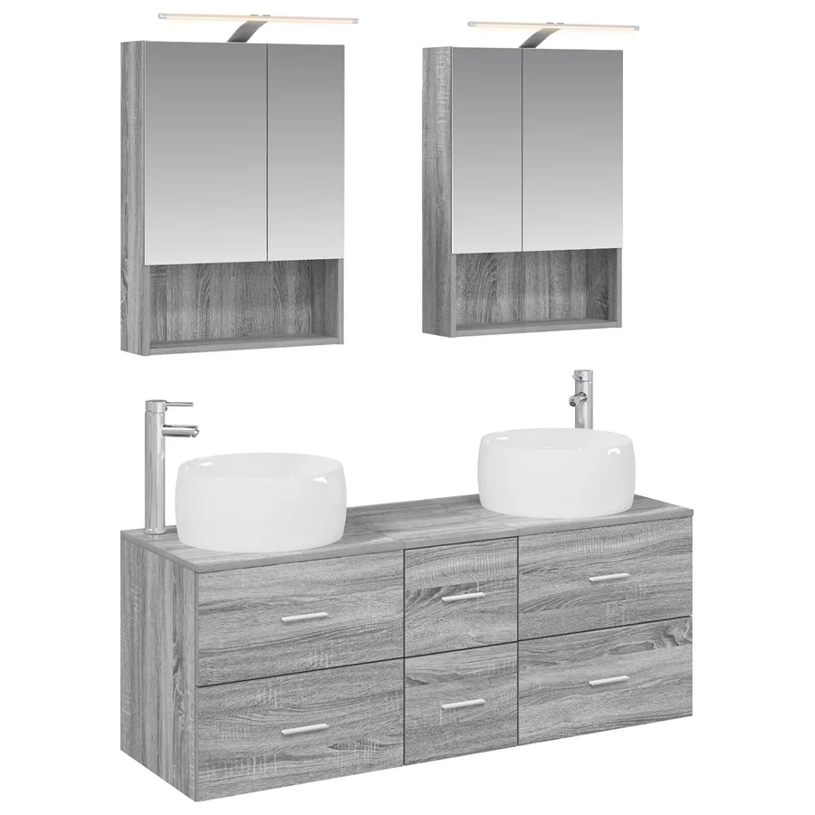 Ensemble de mobilier de salle de bain 5 pcs Sonoma gris - 2