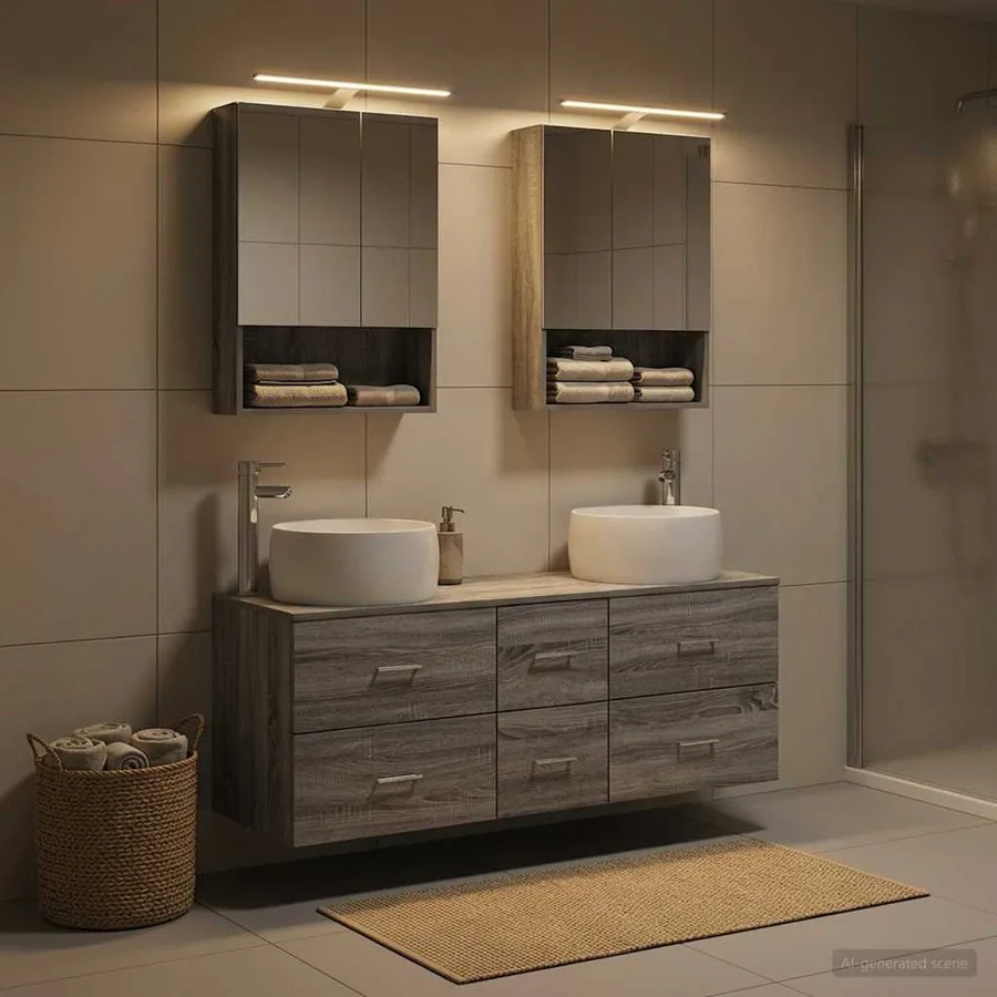 Ensemble de mobilier de salle de bain 5 pcs Sonoma gris - 4