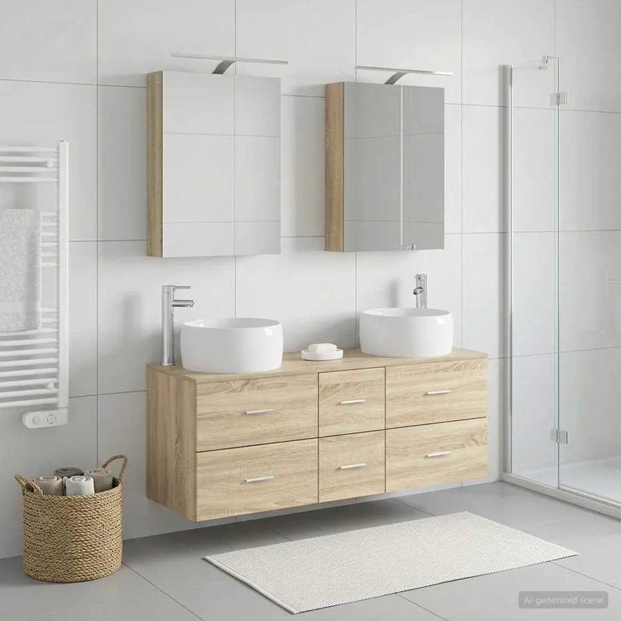 Ensemble de mobilier de salle de bain 5 pcs Chêne Sonoma