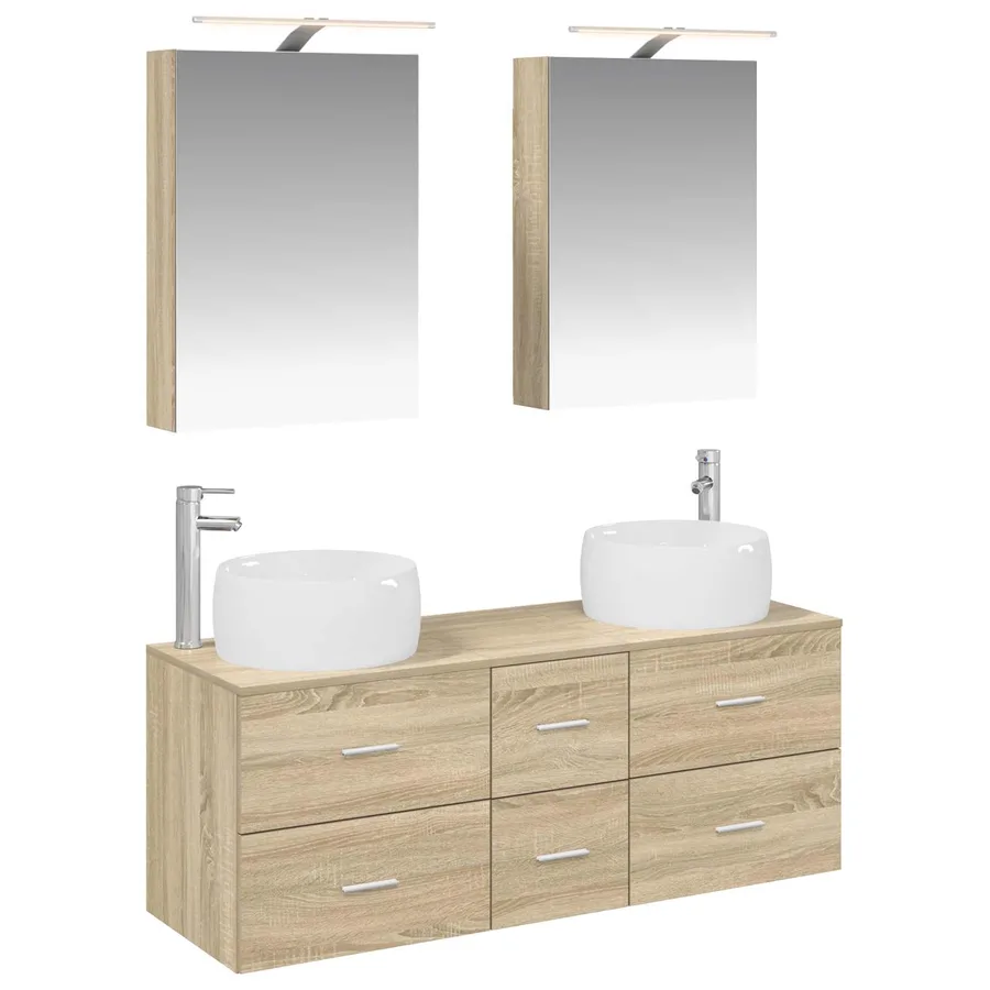 Ensemble de mobilier de salle de bain 5 pcs Chêne Sonoma - 2