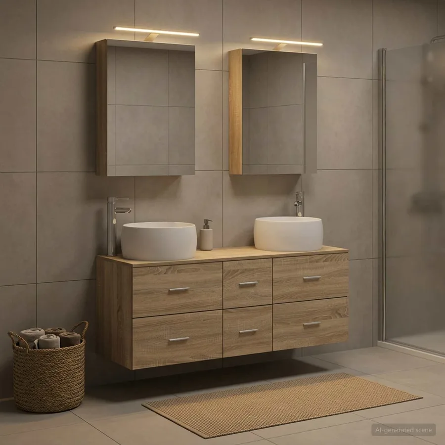 Ensemble de mobilier de salle de bain 5 pcs Chêne Sonoma - 4